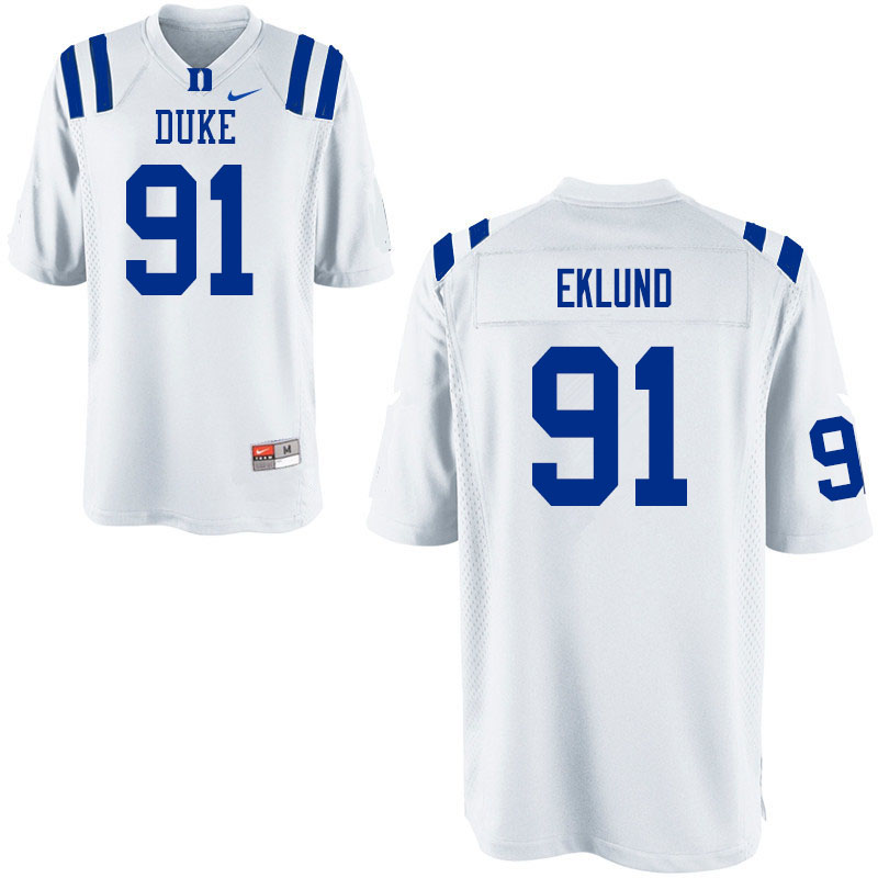 Men #91 Matt Eklund Duke Blue Devils College Football Jerseys Sale-White